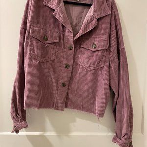 American Eagle Corduroy Purple Cropped Shacket, XS
